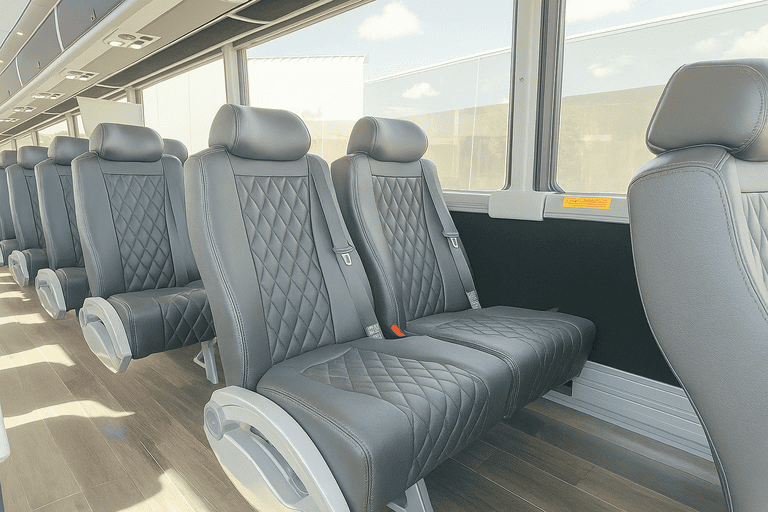 interior of Rio Rancho Minibus Company charter bus