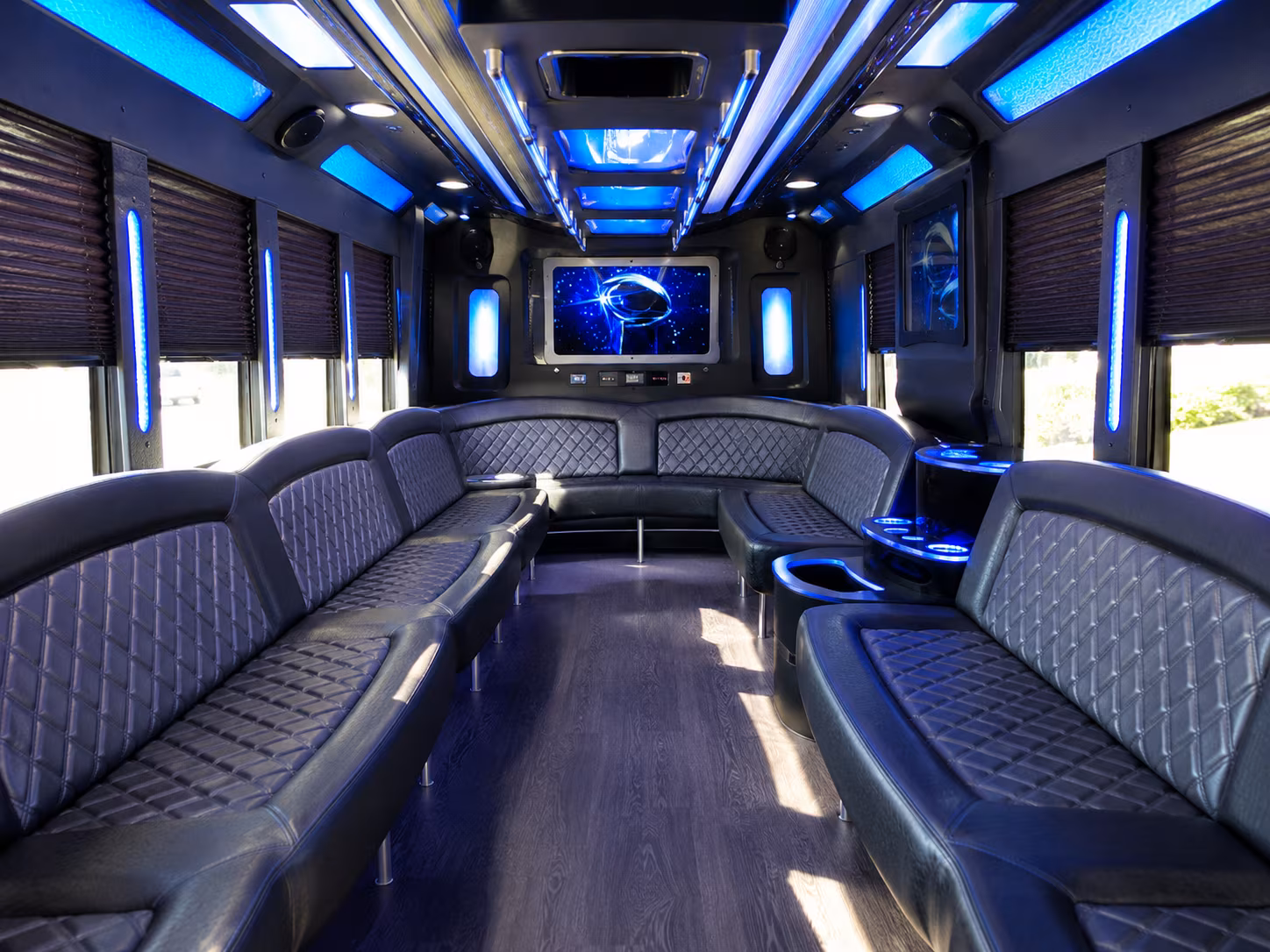 rio rancho 28 passenger party bus inside